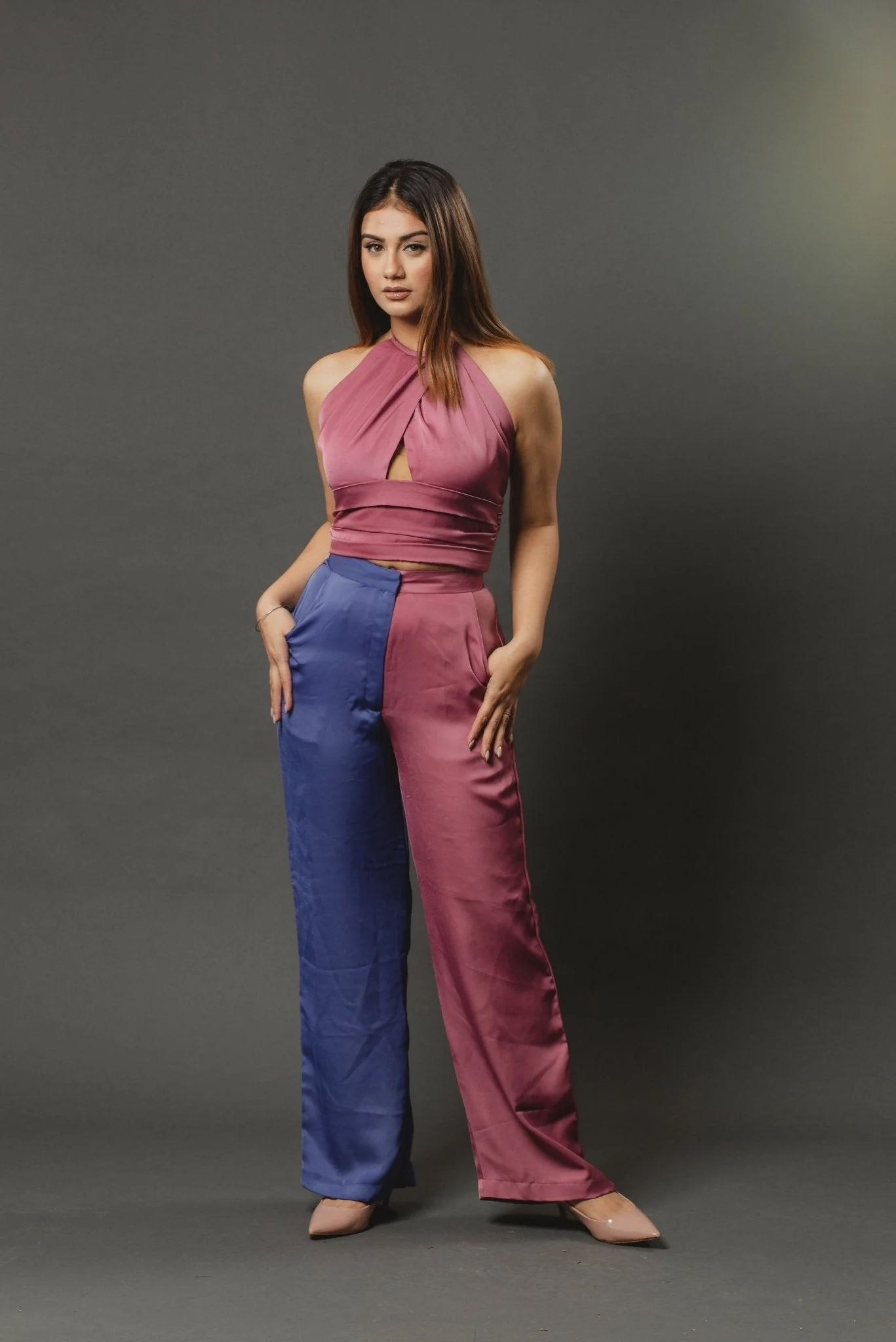 Heartbreaker Tie Up Top In Smoky Pink
