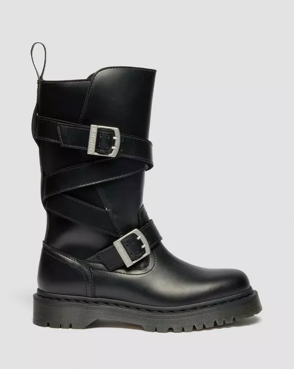 Anistone Two Strap Leather Biker Boots