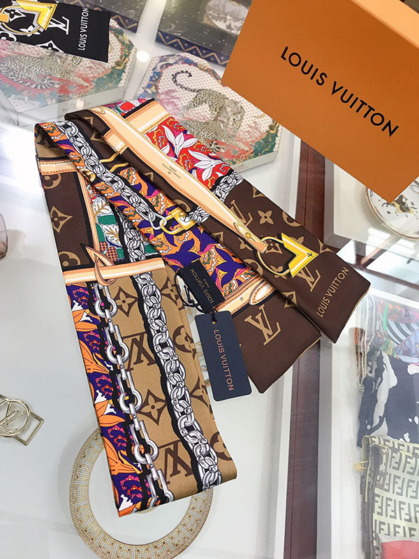 120x8cm Fashion Chains Prints Handbag Ribbon Scarf Neck Bow WJ-987037