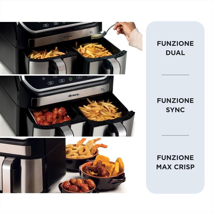 ARIETE - Friggitrice ad aria 4625-Nero, Argento