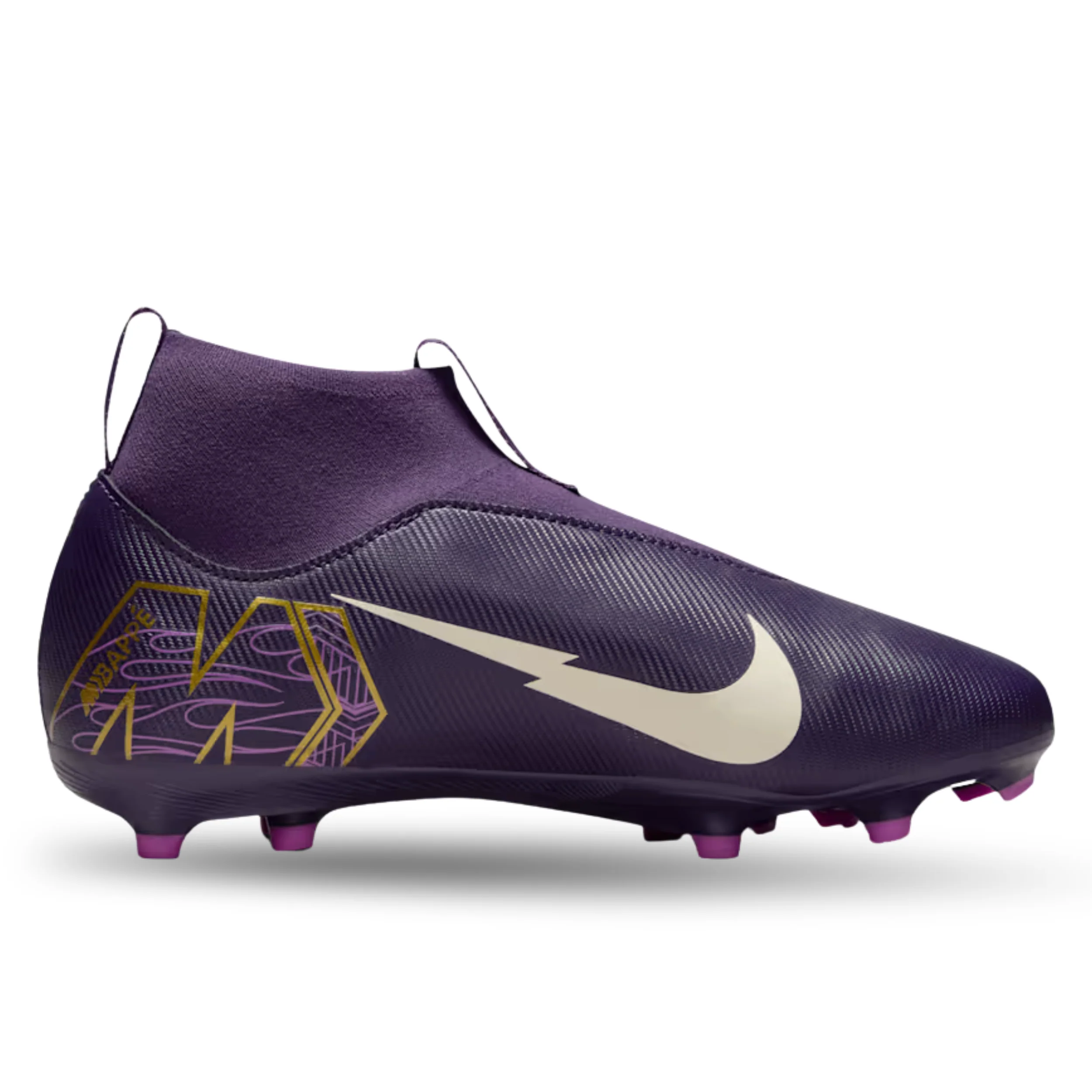 Nike Youth Jr. Zoom Superfly 10 Academy Kylian Mbappe KM FG/MG Soccer Cleats (Grand Purple/Pale Ivory)