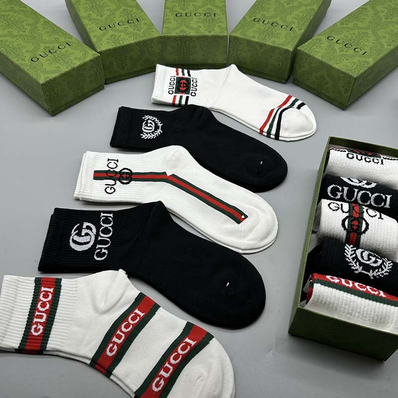 Set of 5 Pairs of Cotton Anti-bacterial Ankle Socks WZ-924000176