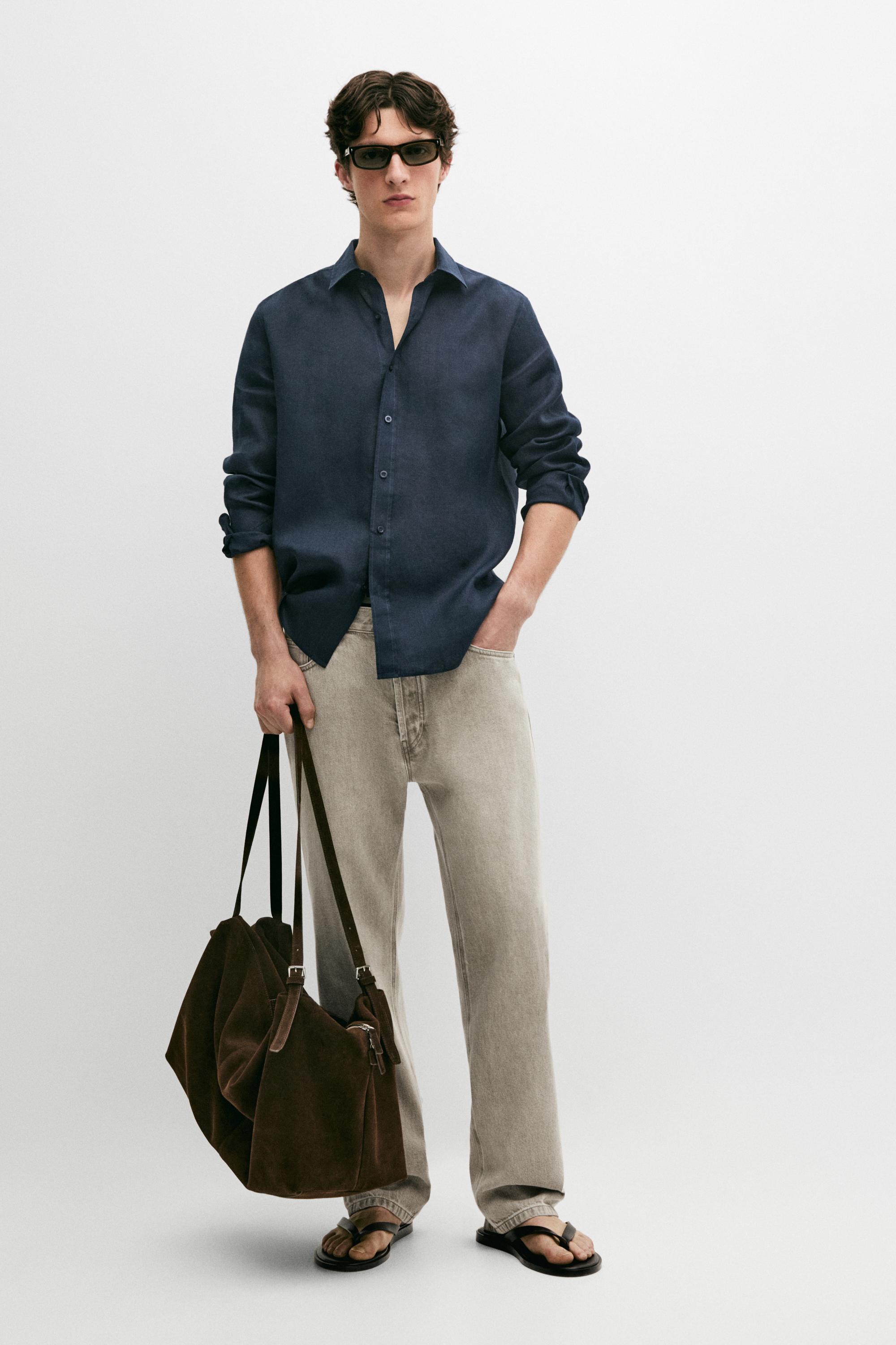 Camisa slim fit 100% lino