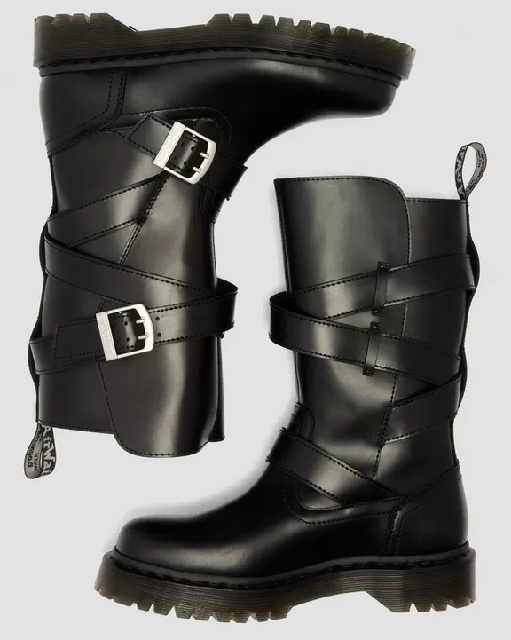 Anistone Two Strap Leather Biker Boots