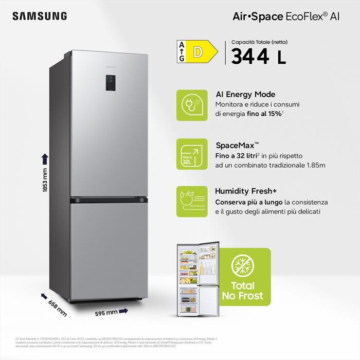 SAMSUNG - Frigorifero combinato RB34C675DSA/EF Classe D-SILVER INOX