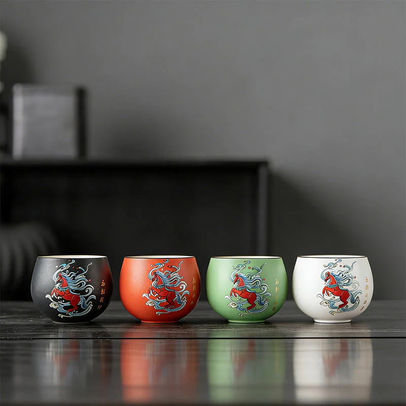 Year Of The Horse Hand Painted Ceramic Teacup Kung Fu Tea Cup