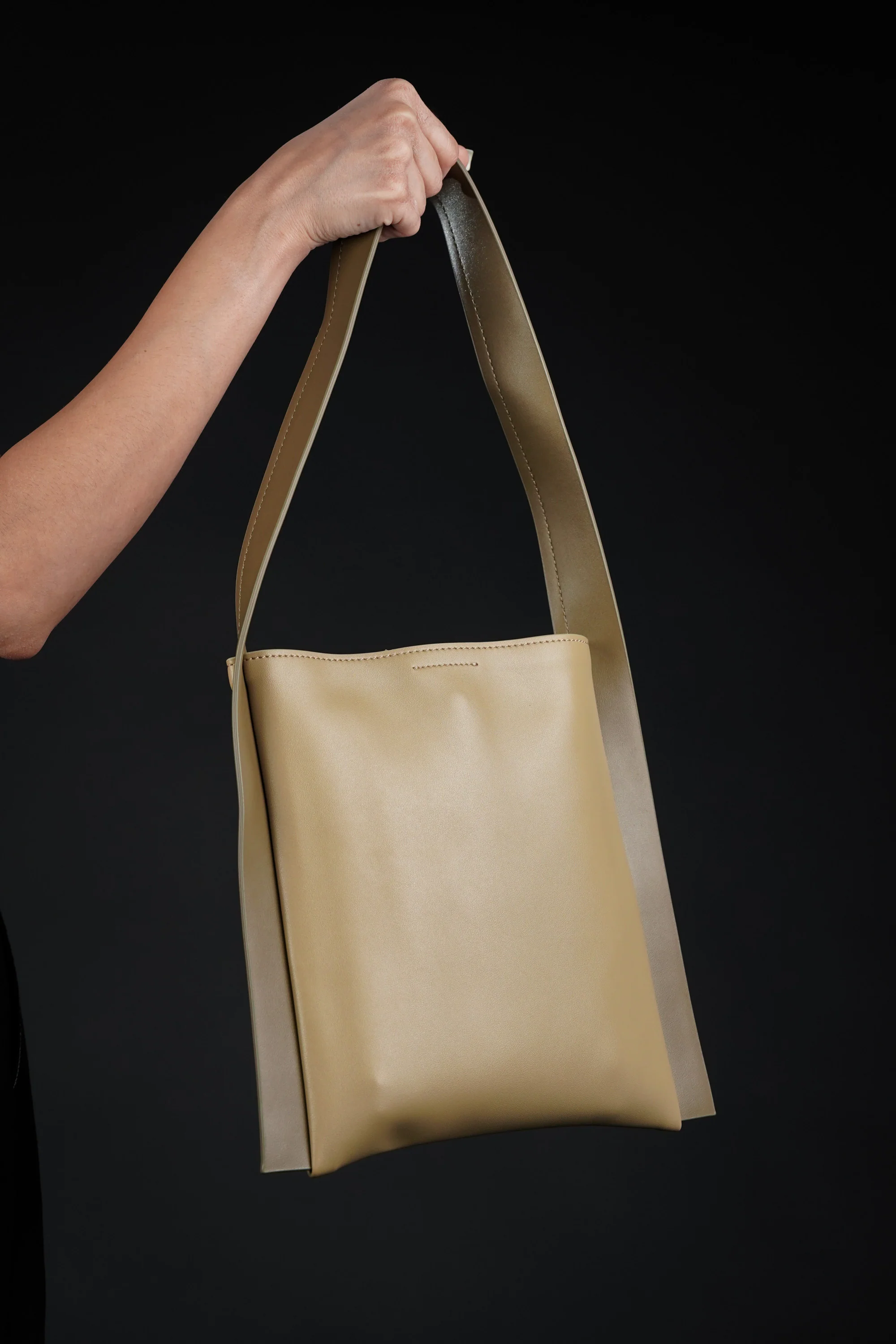 Tan Faux Leather Tote Bag