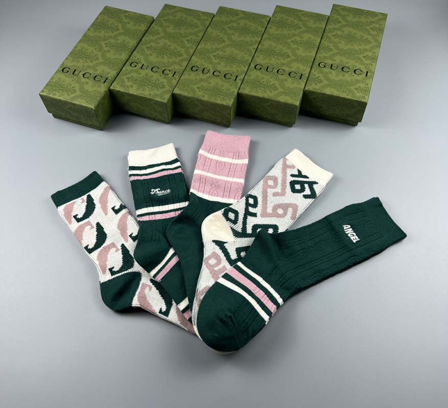 Set of 5 Pairs of Cotton Anti-bacterial Crew Socks WZ-924000172