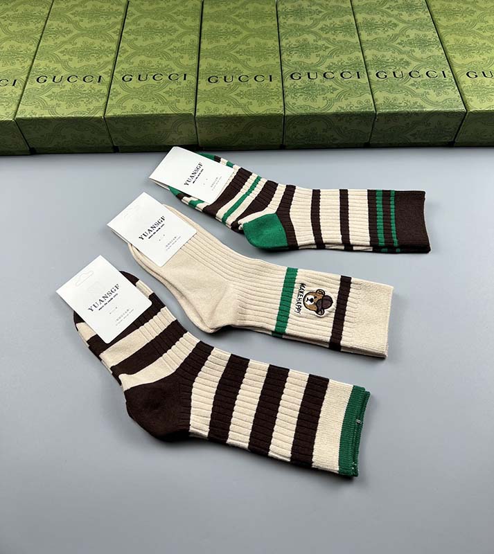 Set of 3 Pairs of Cotton Anti-bacterial Crew Socks WZ-924000146