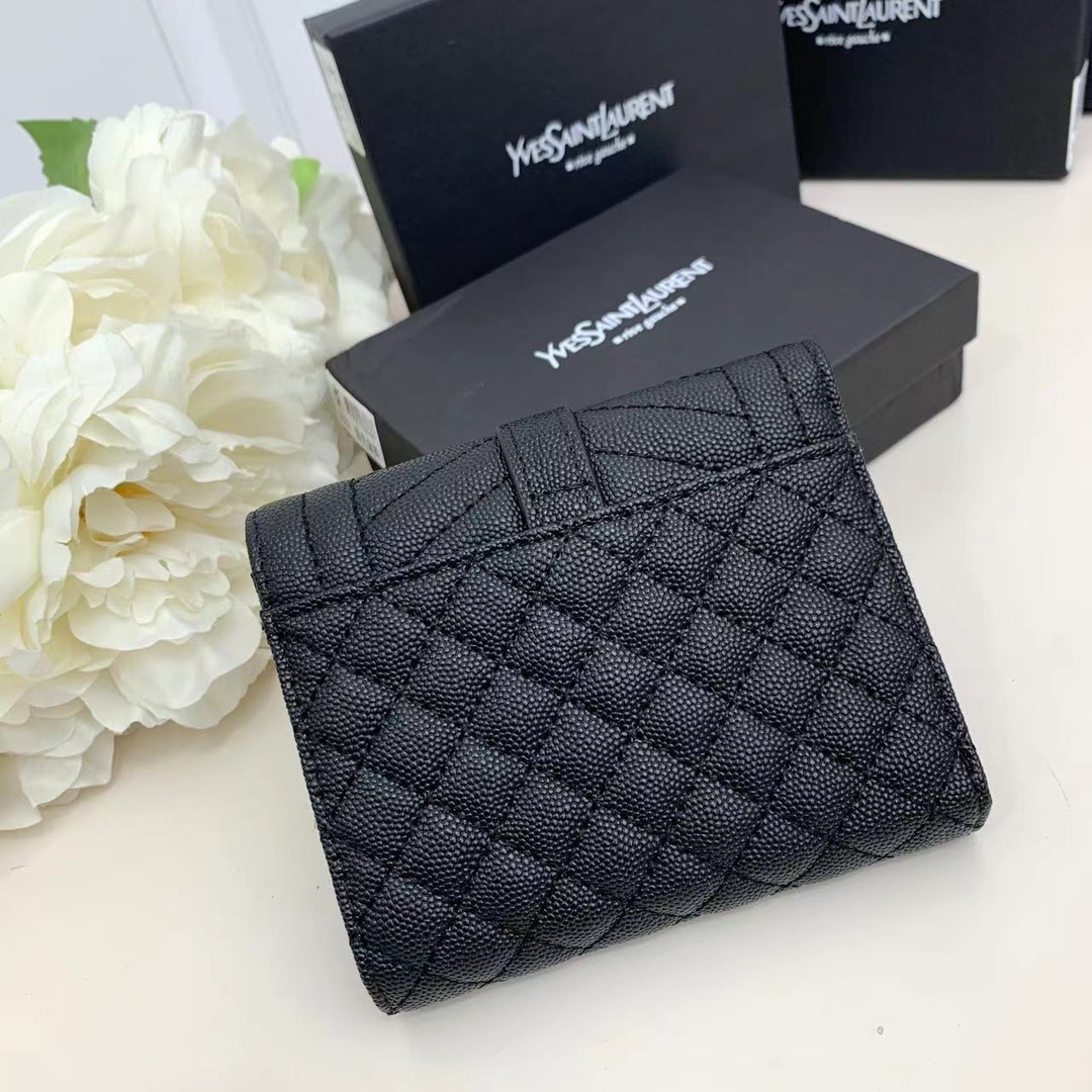 Fashion 4.9″x3.9″x1.0″ Black Leather Wallet QB-927016