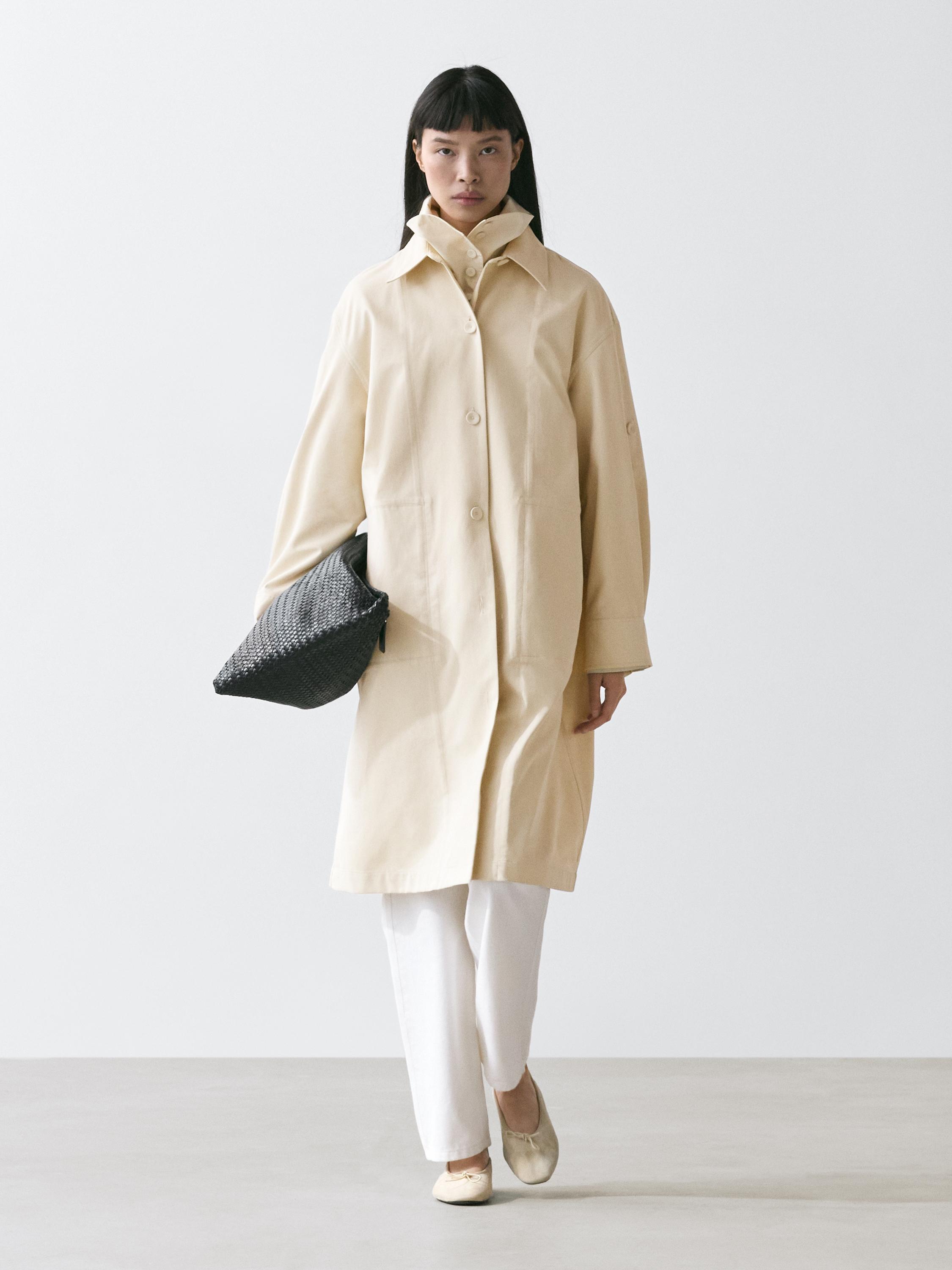 Trench manga roll-up algodón
