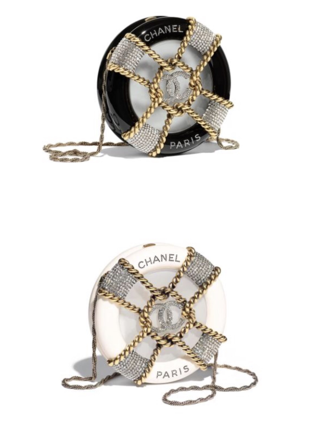 CHANEL Minaudière in metal and strass