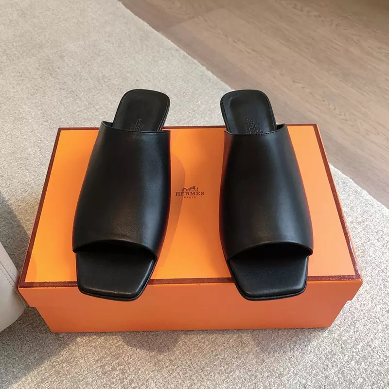 Fashion High Quality Real Leather Slippers with 2.5cm heels LX-872308