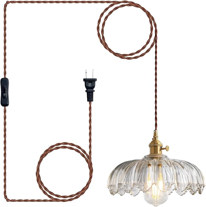 LUMISCAPE Plug in Pendant Light: Glass Hanging Lamp Plug in