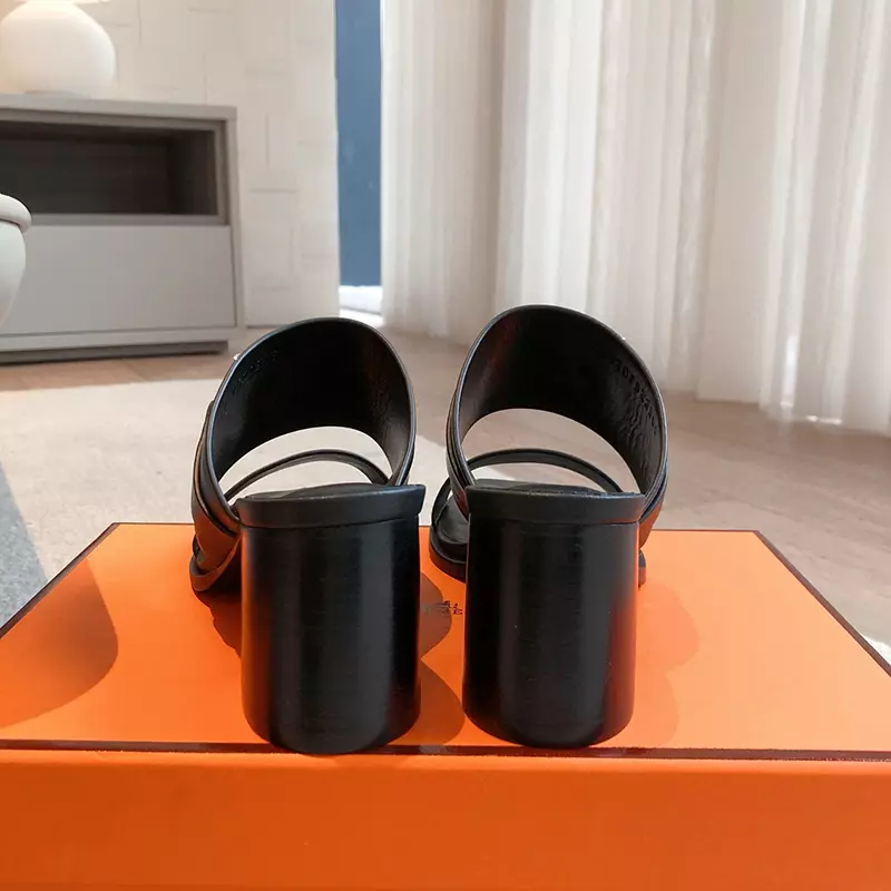 Fashion High Quality 6.5CM Heel Real Leather Slippers LX-872312