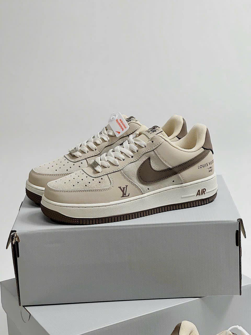 L.V x NK Air Force 1 Cream Mocha Edition (Custom)