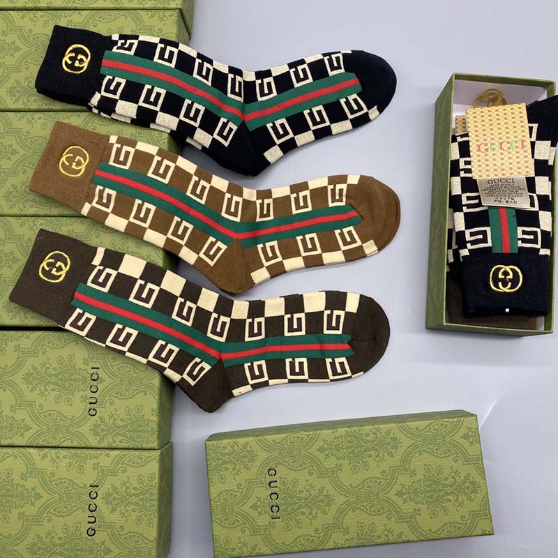Set of 3 Pairs of Cotton Anti-bacterial Crew Socks WZ-924000163