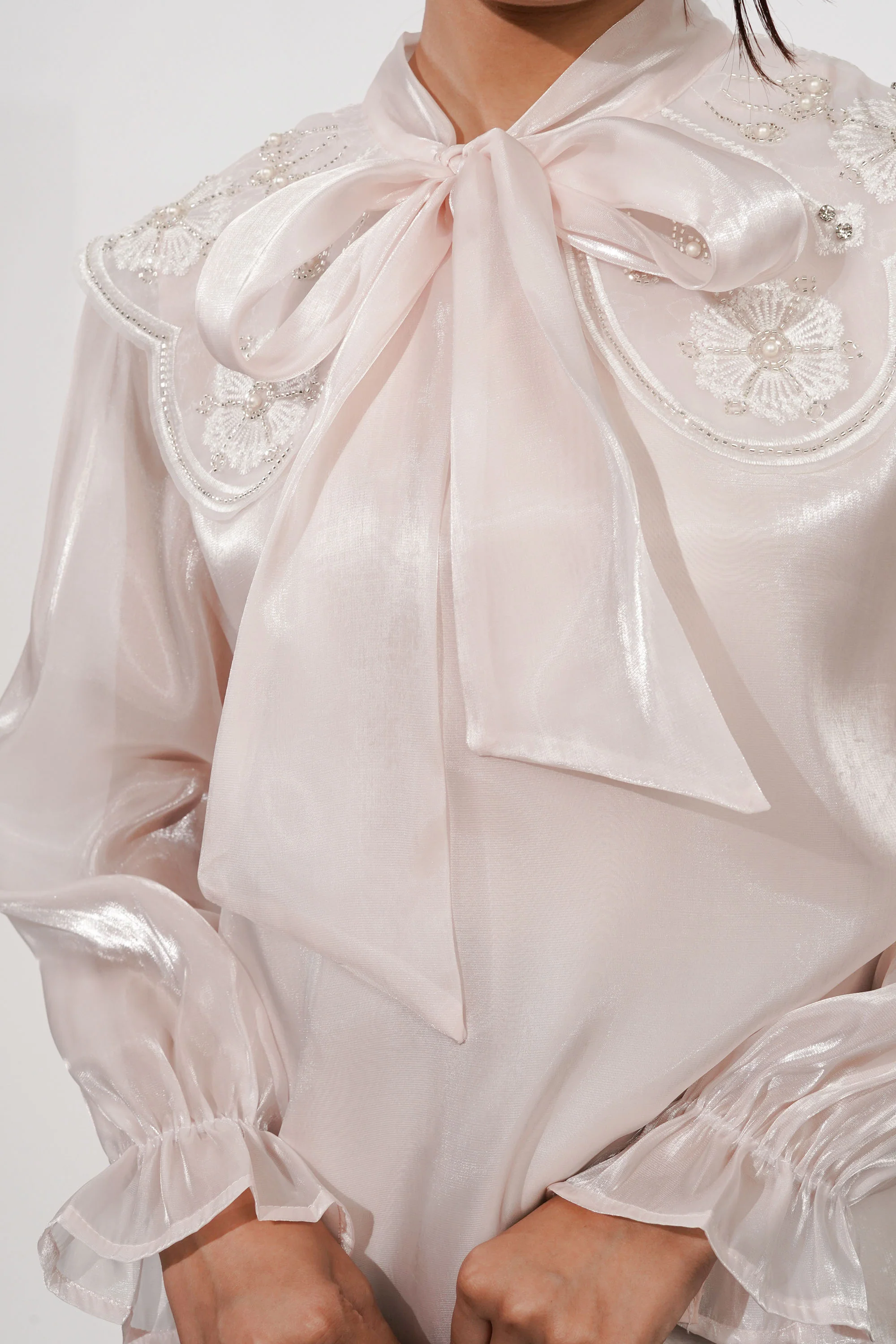 Baby Pink Bertha Pearl Top