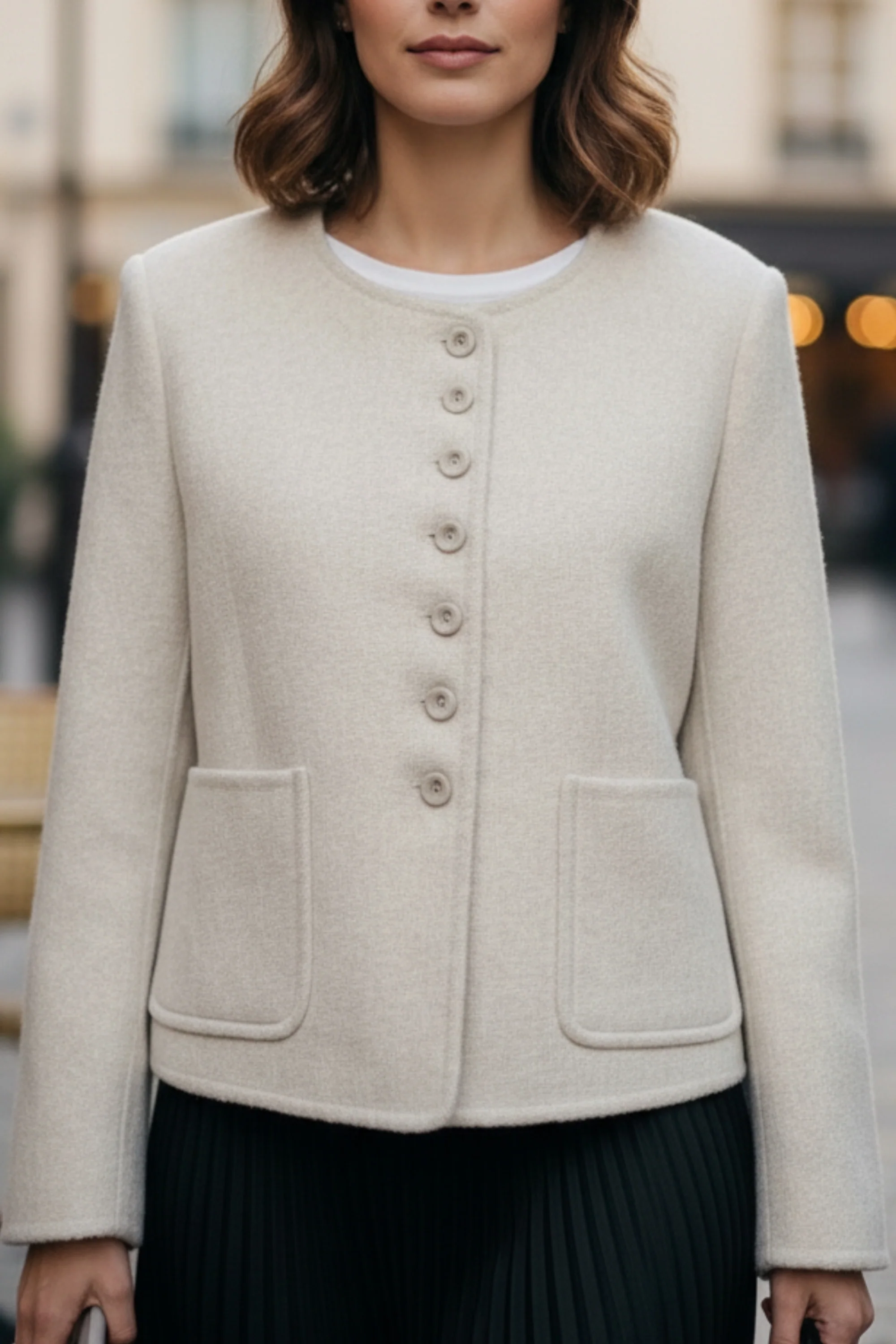 Soft Ivory Double-Sided Cashmere Blazer