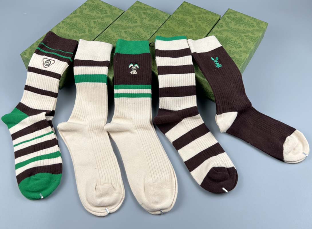 Set of 5 Pairs of Cotton Anti-bacterial Crew Socks WZ-924000174