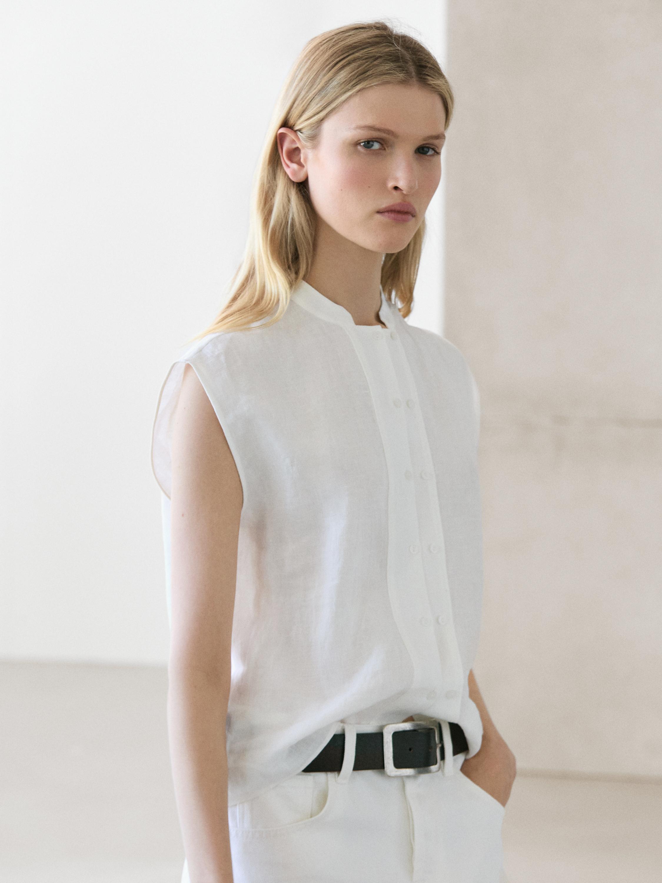 Camisa fluida detalle botones 100% lino