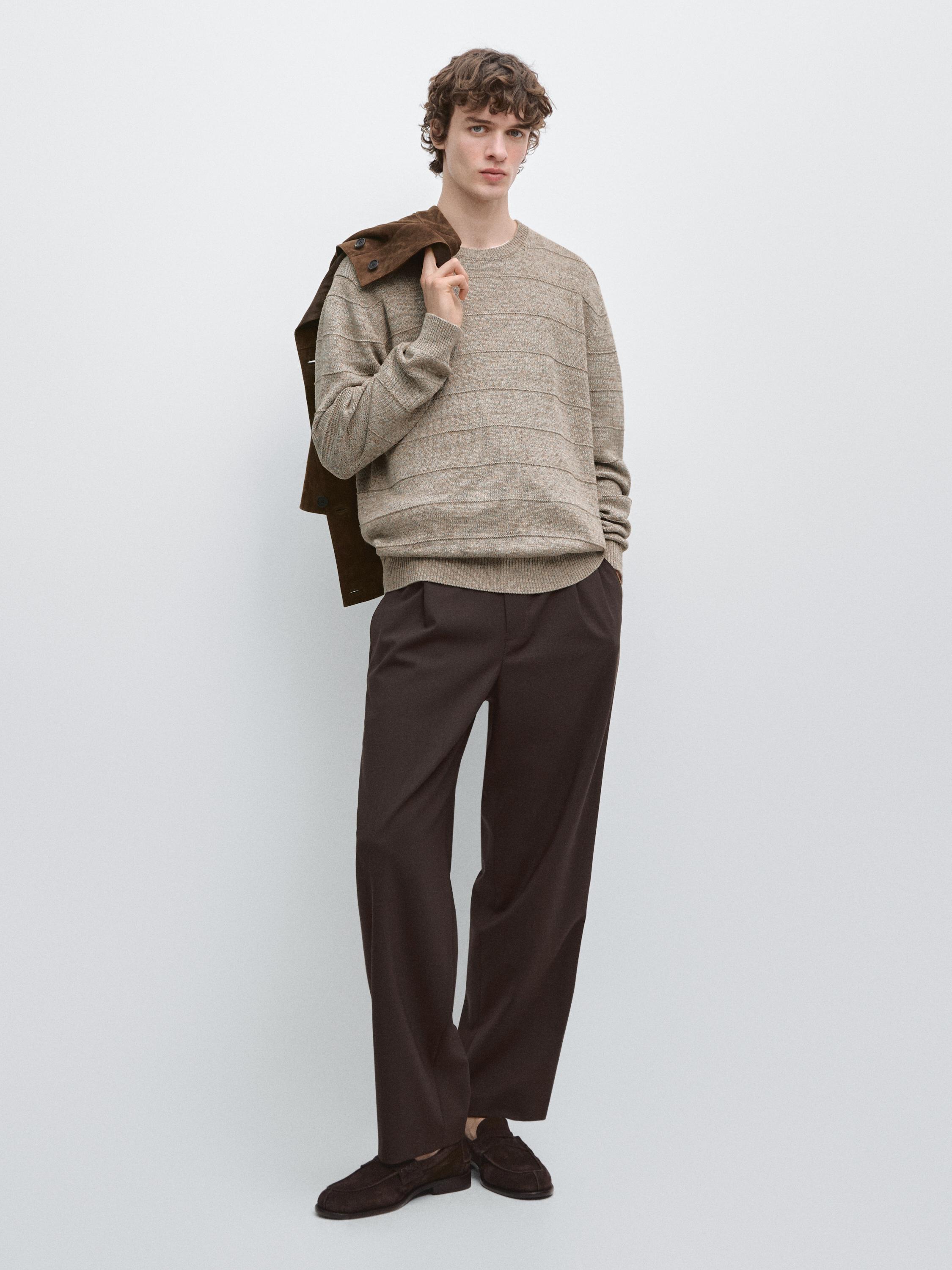 Pantalón relaxed fit mezcla lana fría