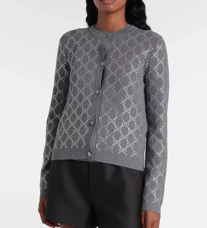 Hot stamping knitted cardigan MY-93255