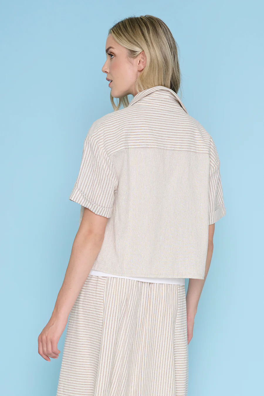 Button-Front Top with Drawstring