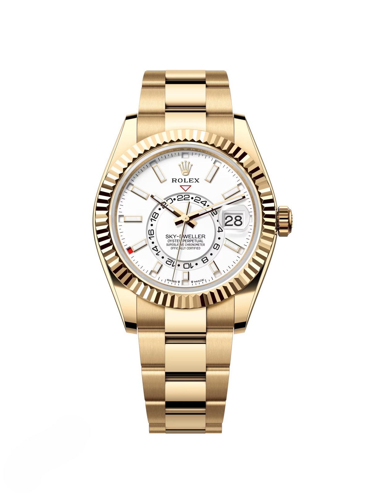 Rolex  Sky-Dweller 42mm 336938-0003 Yellow Gold White Dial