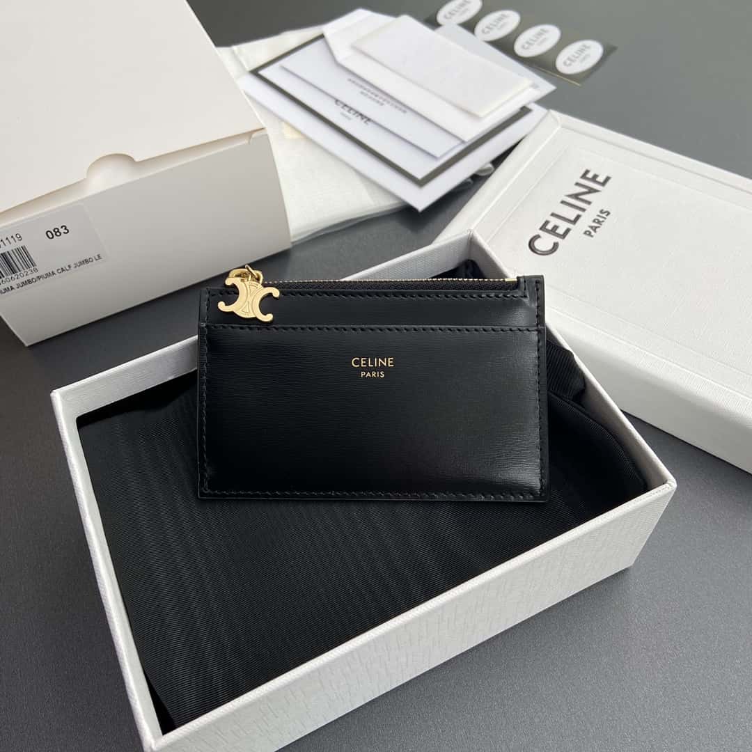 【Celine】Triomphe Charm Zip Card Holder (2 colors, perfect for gifts, shipping included)