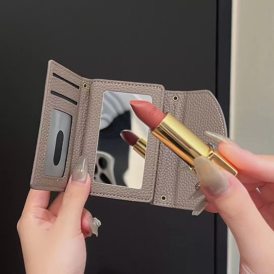 Golden Leather Cardholder with mirro QB-927155