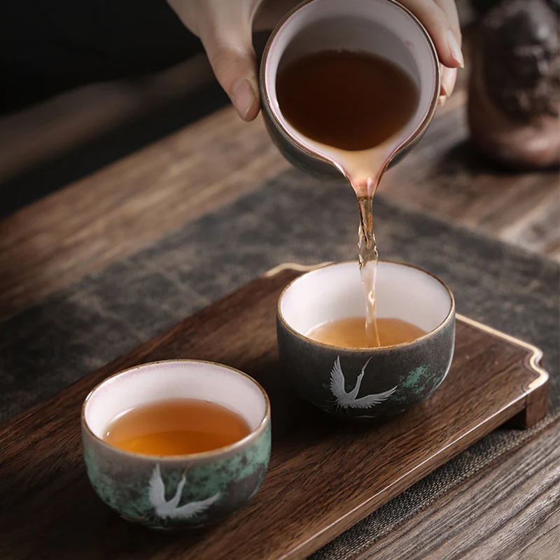 Auspicious Crane Ceramic Teacup Kung Fu Tea Cup Bowl