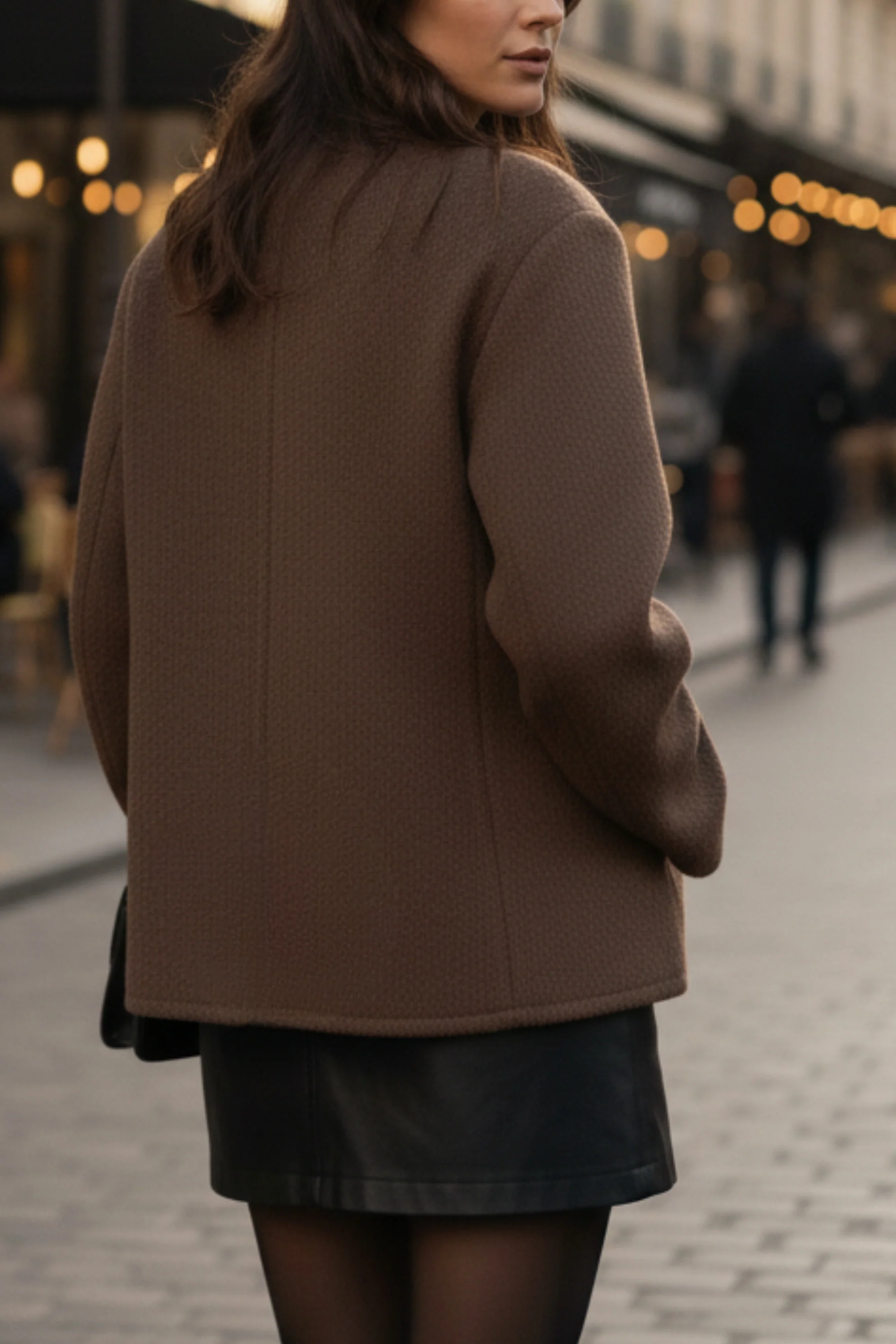 Brown V-neck wool Blazer