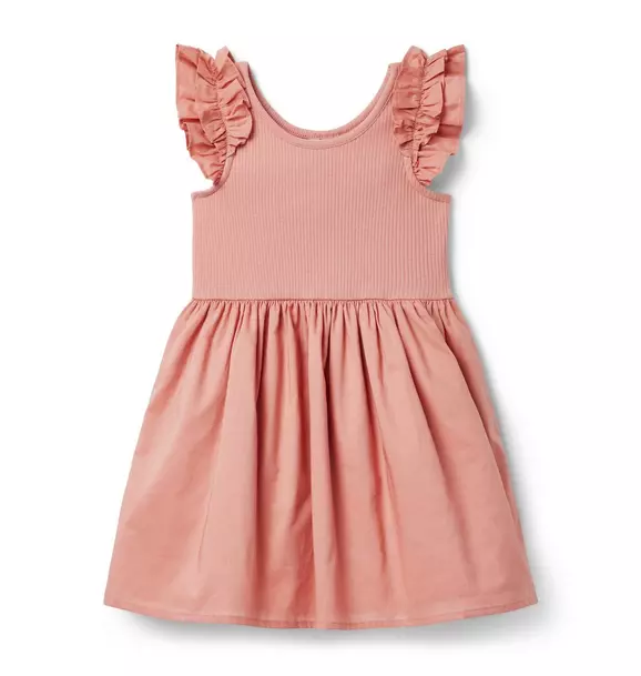 Ribbed Ruffle Sleeve Dress