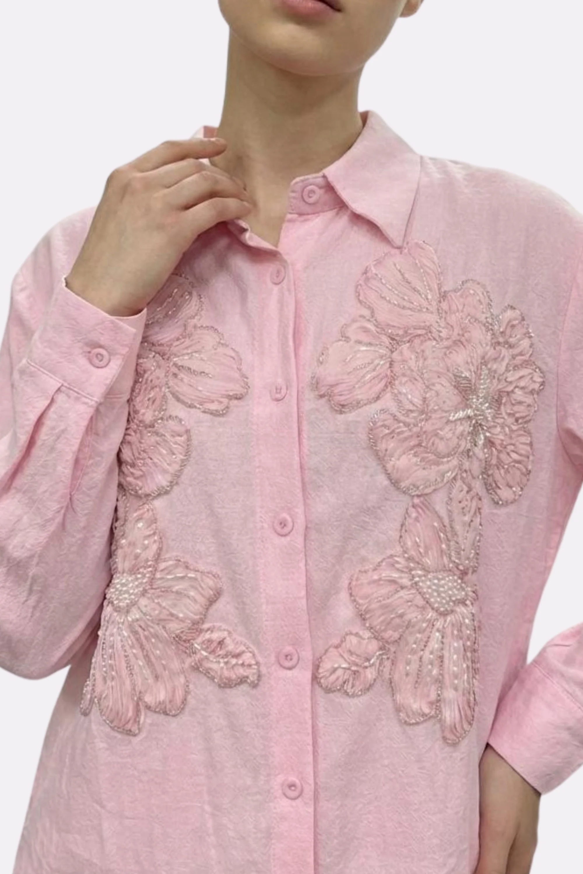 Petal Pink Floral Embroidered Co-Ord Set