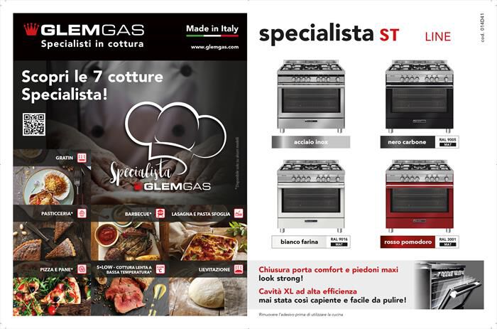 GLEM GAS - Cucina elettrica ST965MRS Classe A+-Rosso Pomodoro