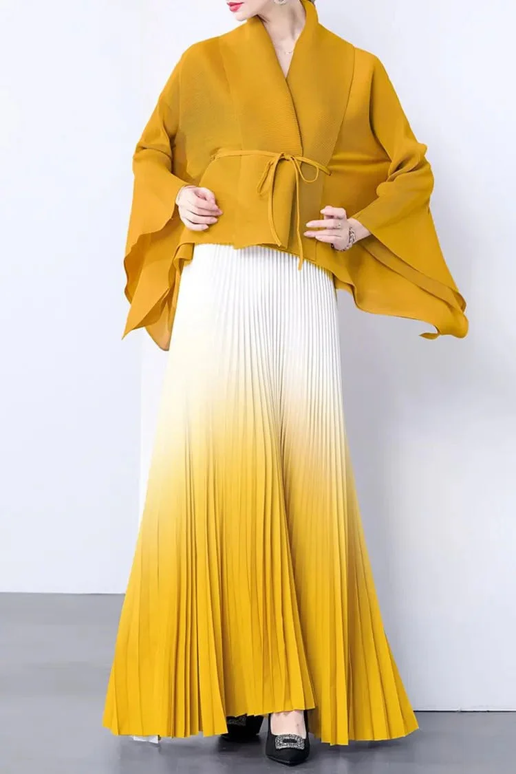 Elegant Pleated Skirt Two-Piece Set