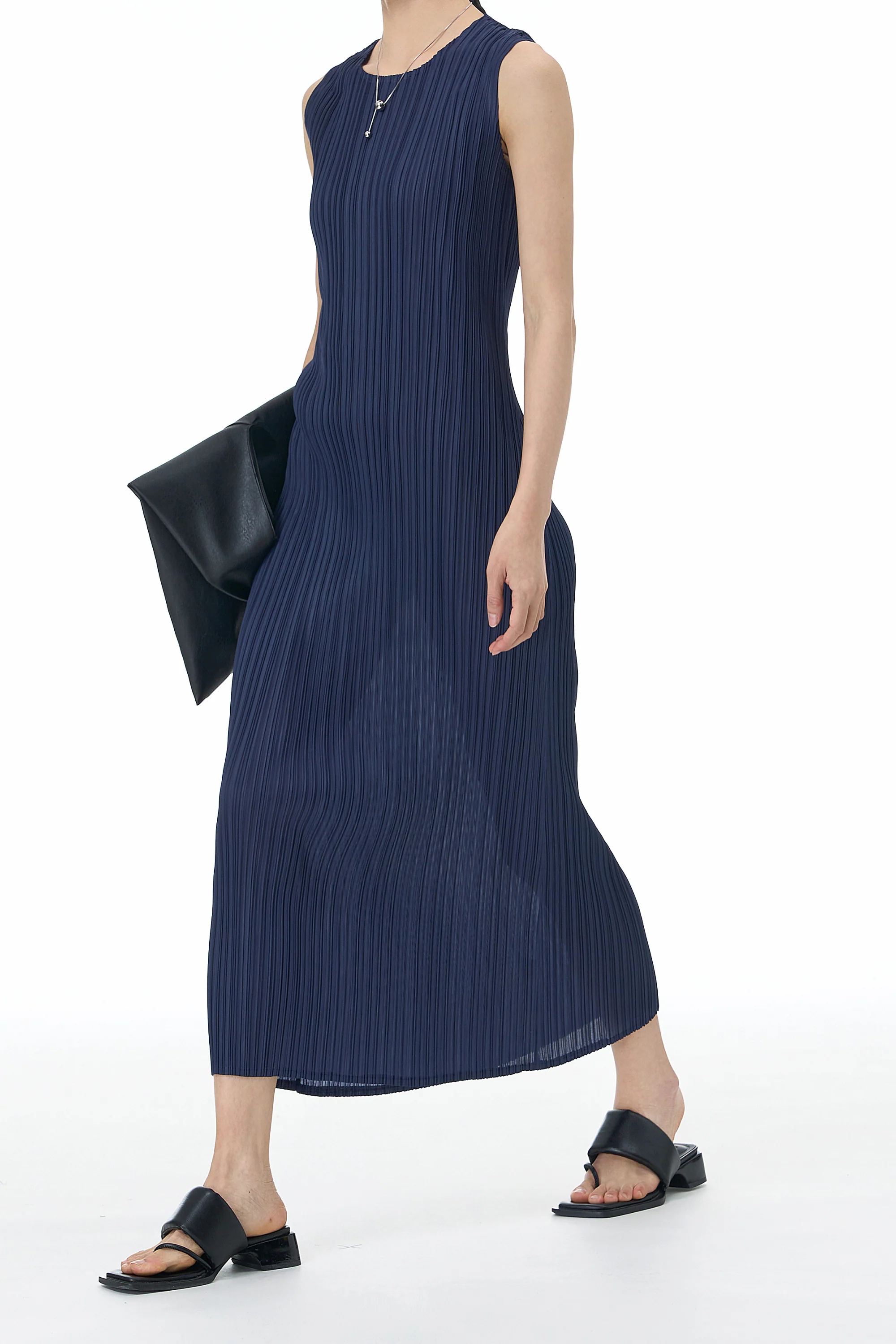Sapphire Blue Pleated Dress