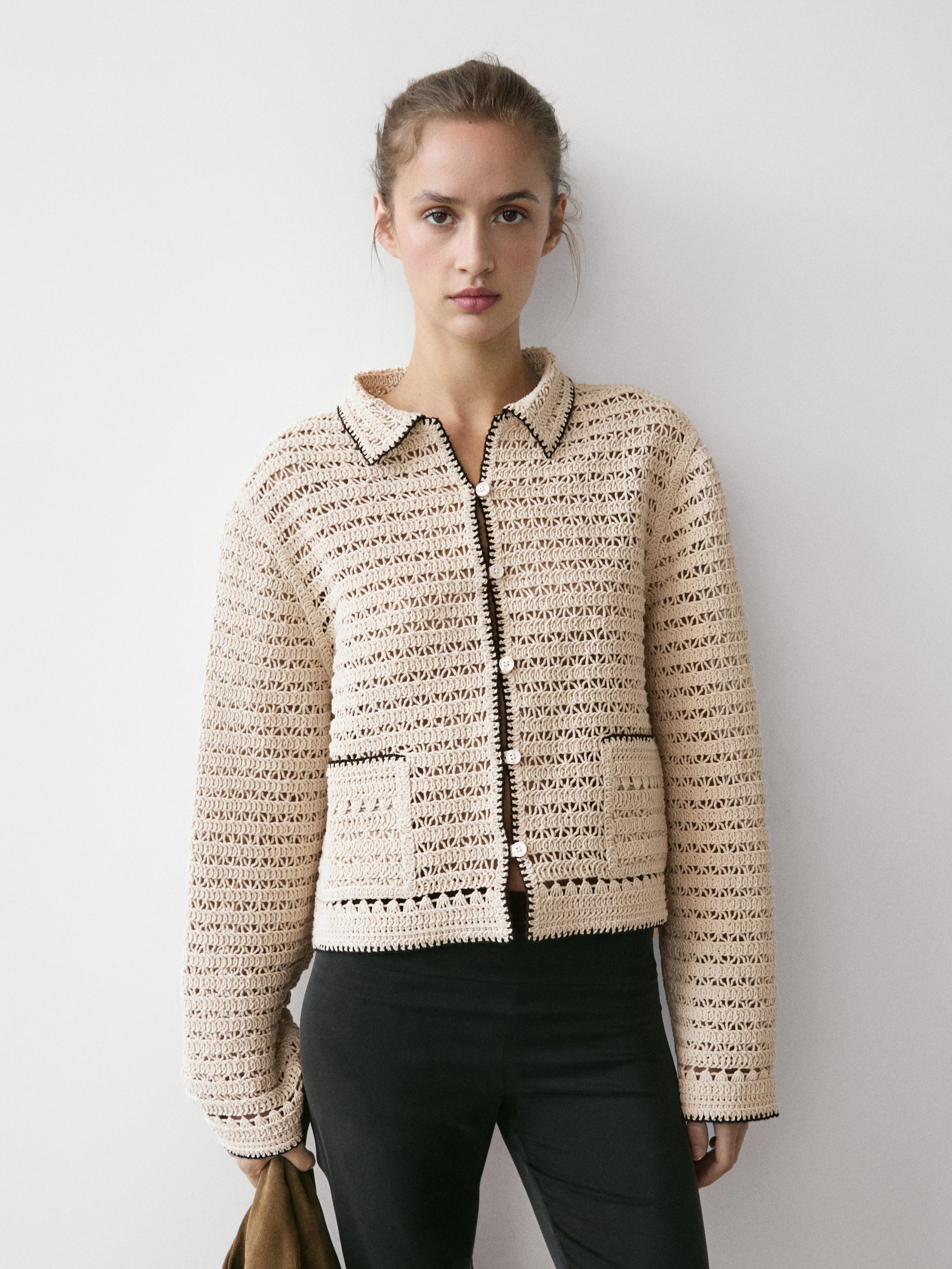 Chaqueta punto crochet contraste