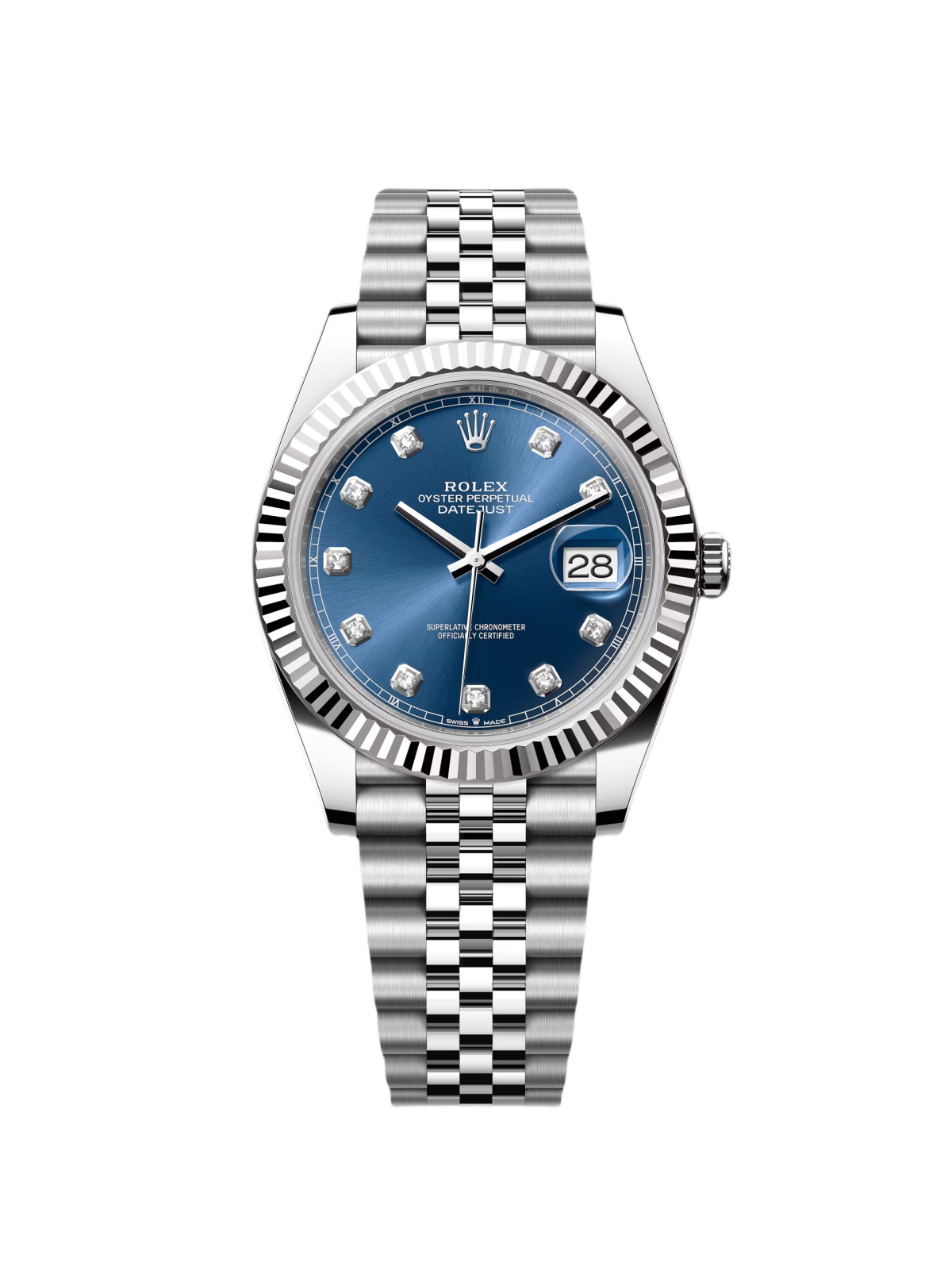 【Super Clone】RLX  Datejust 41mm Swiss Replica Watch | Blue Dial with Diamonds Ref 126334