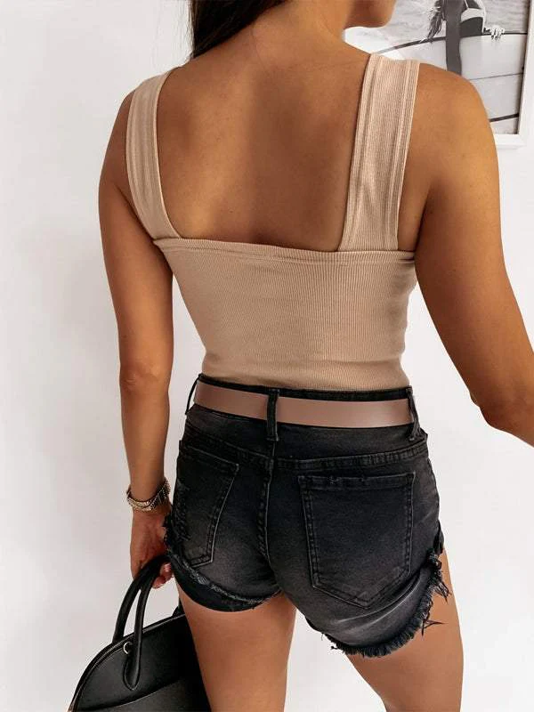 Sexy Skinny Solid Sleeveless Knit Tank