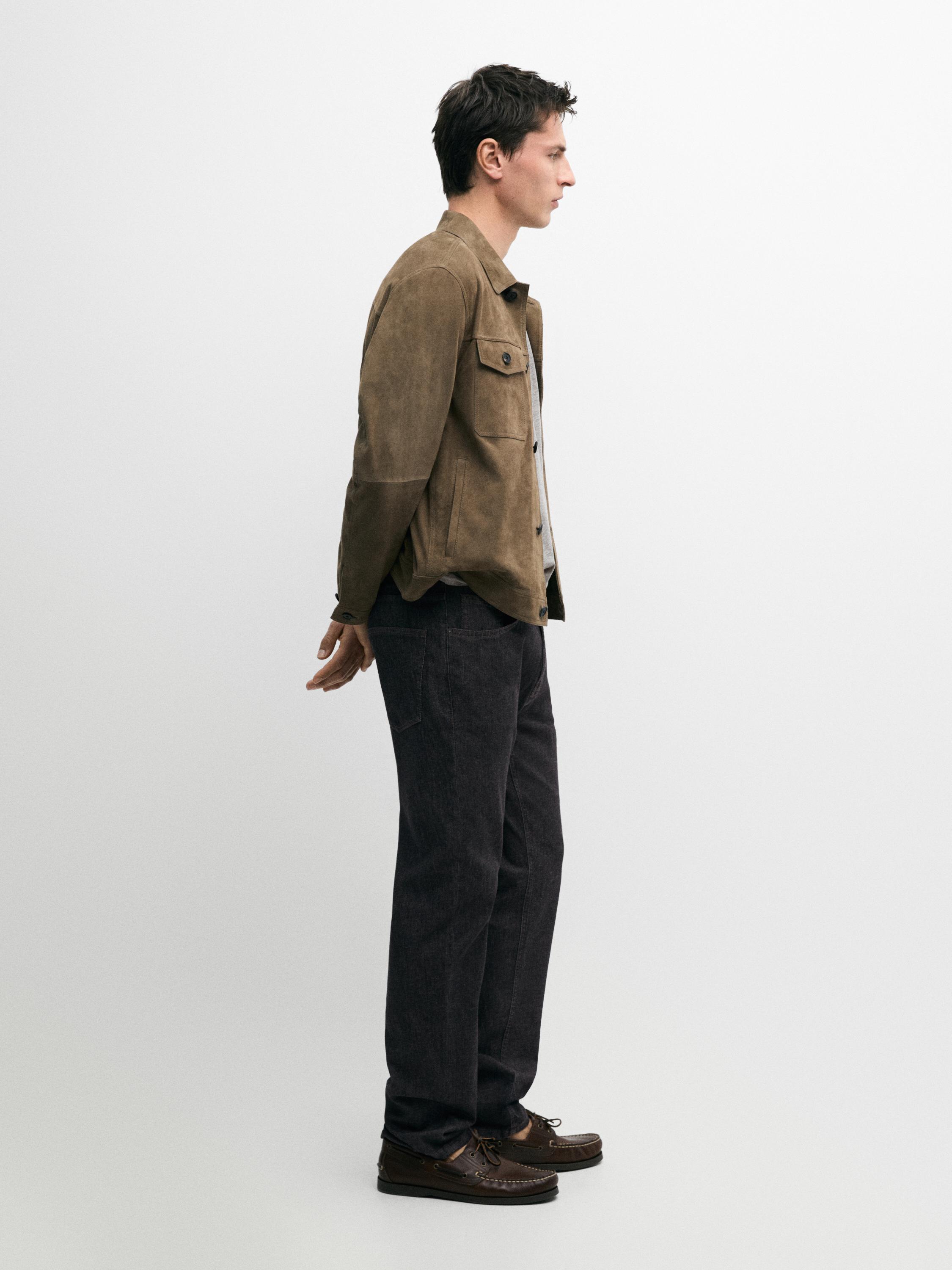 Chaqueta bolsillos piel efecto desgastado