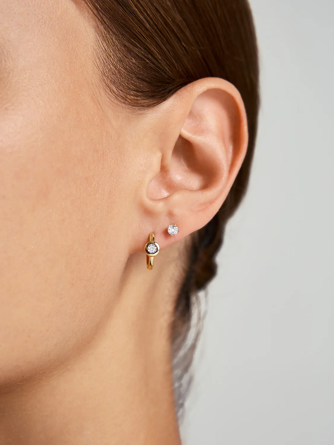 Round Sapphire Huggies