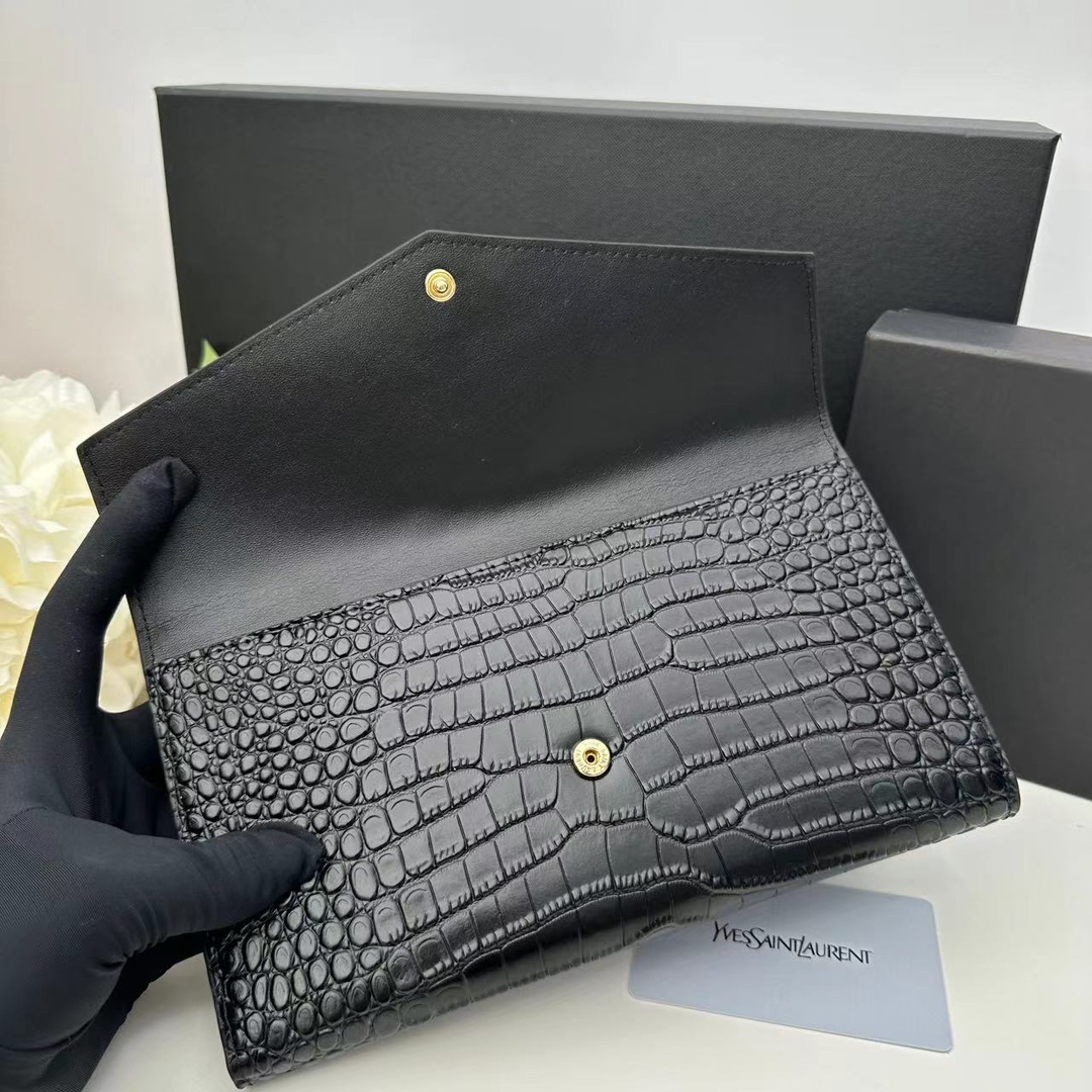 8.5″x4.7″x1.0″ Leather Black&Golden Wallet QB-927103