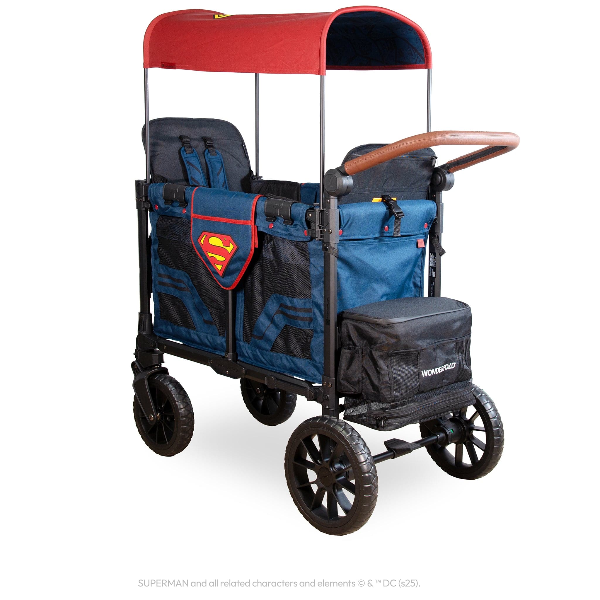 WonderFold W2 Luxe Pro (2 Seater) Double Stroller Wagon - Superman