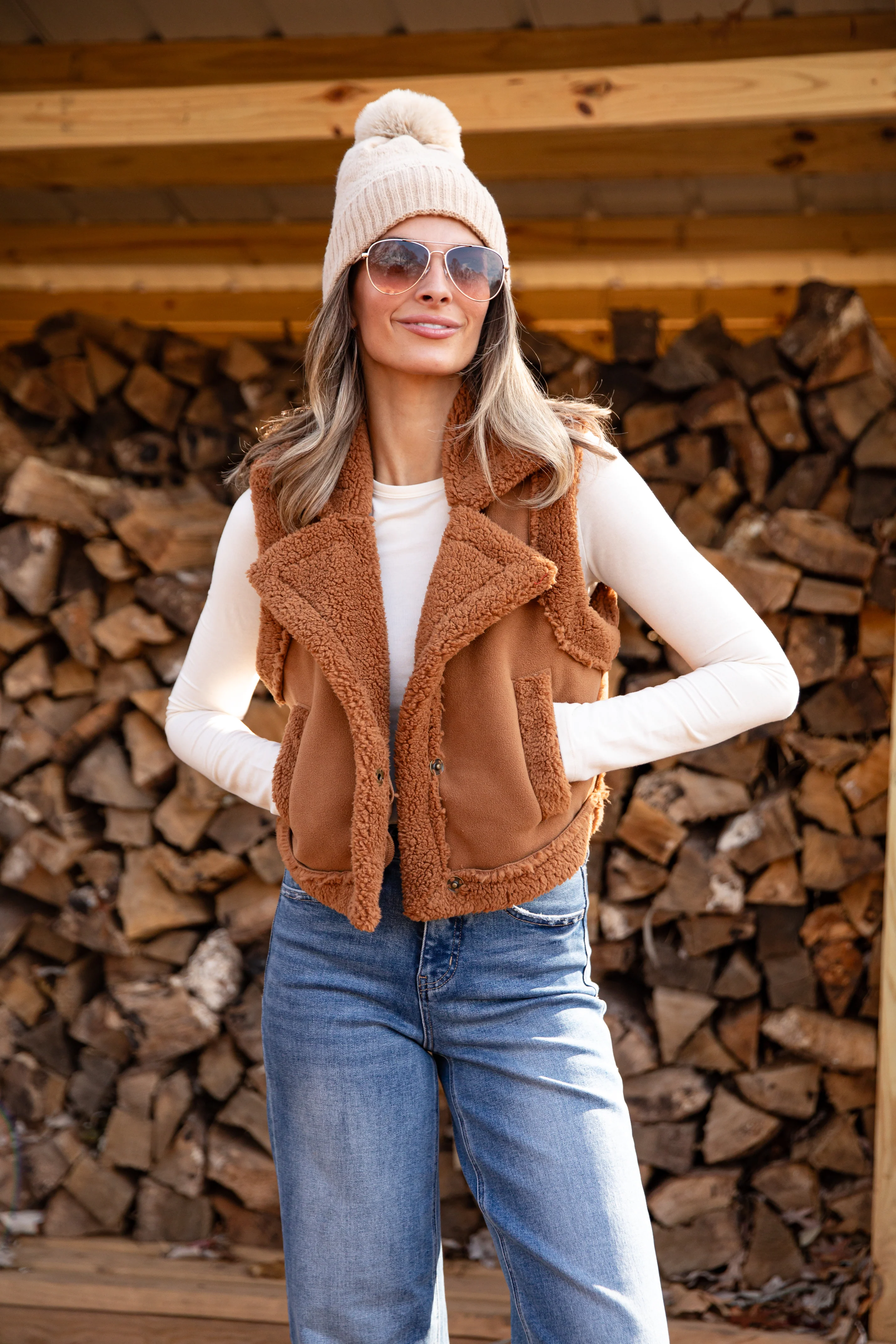 FINAL SALE - Cozy Wrangler Camel Vest