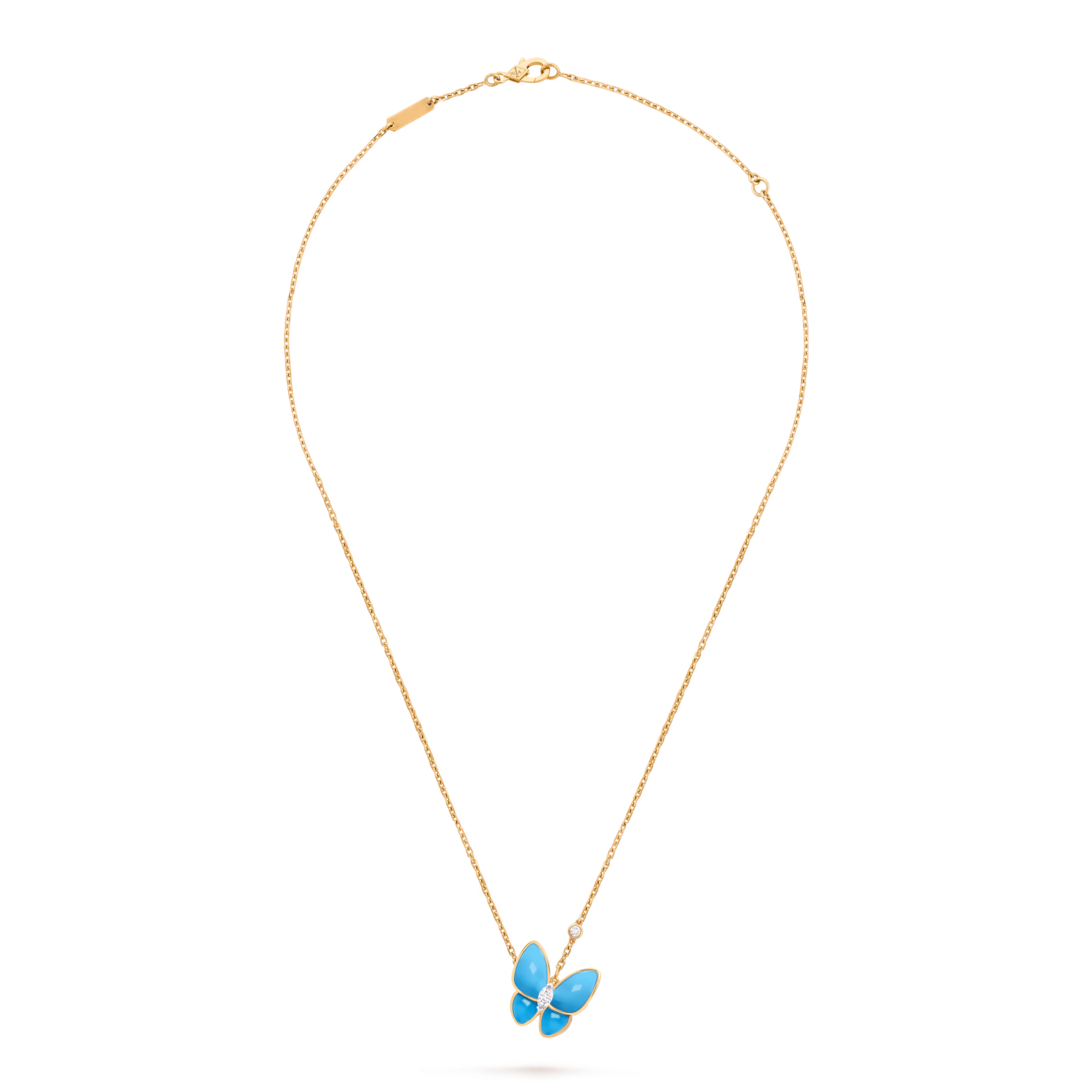 Van Cleef & Arpels VCARP7UP00 Two Butterfly pendant 18K yellow/white gold Diamond Turquoise
