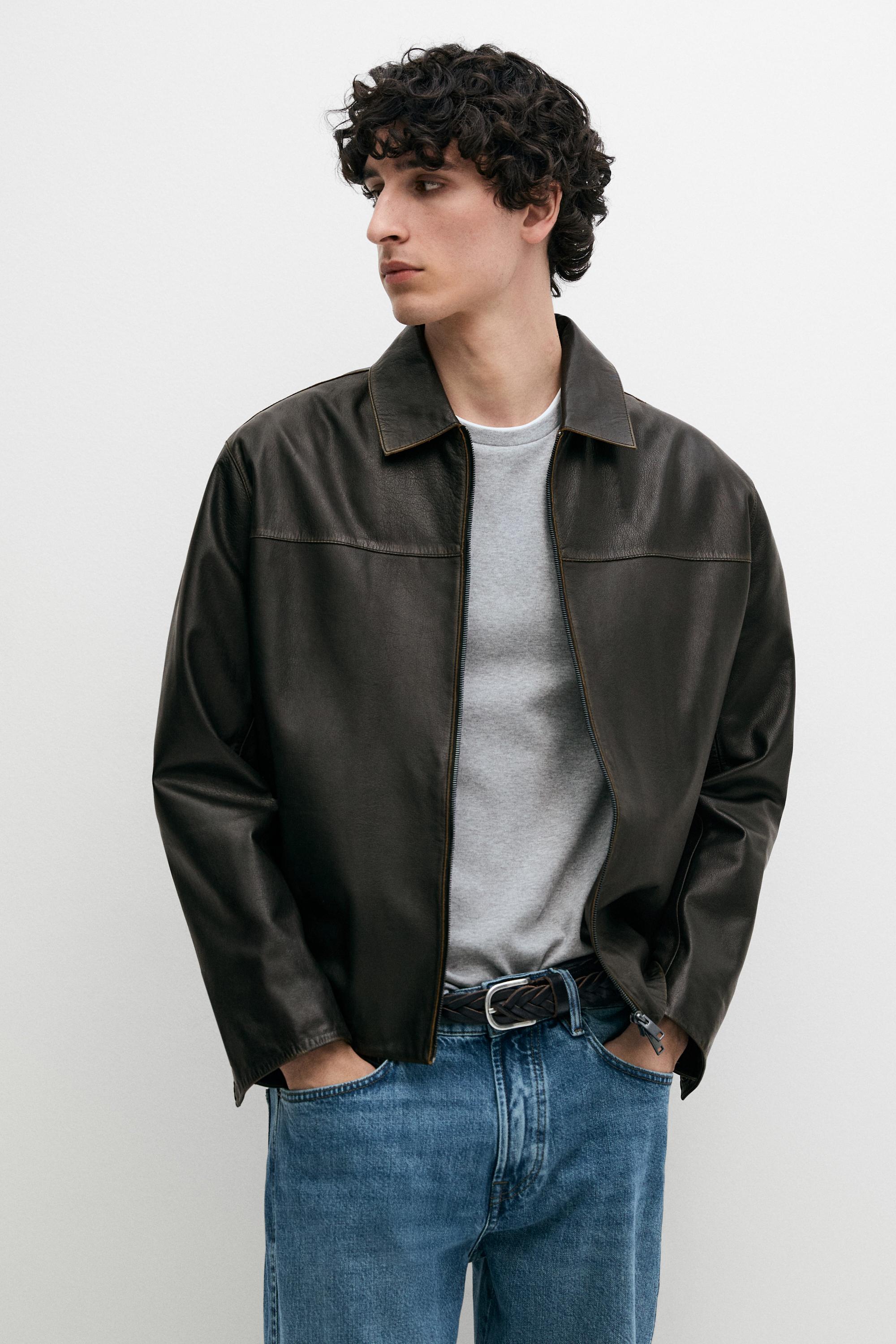 Chaqueta piel efecto desgastado