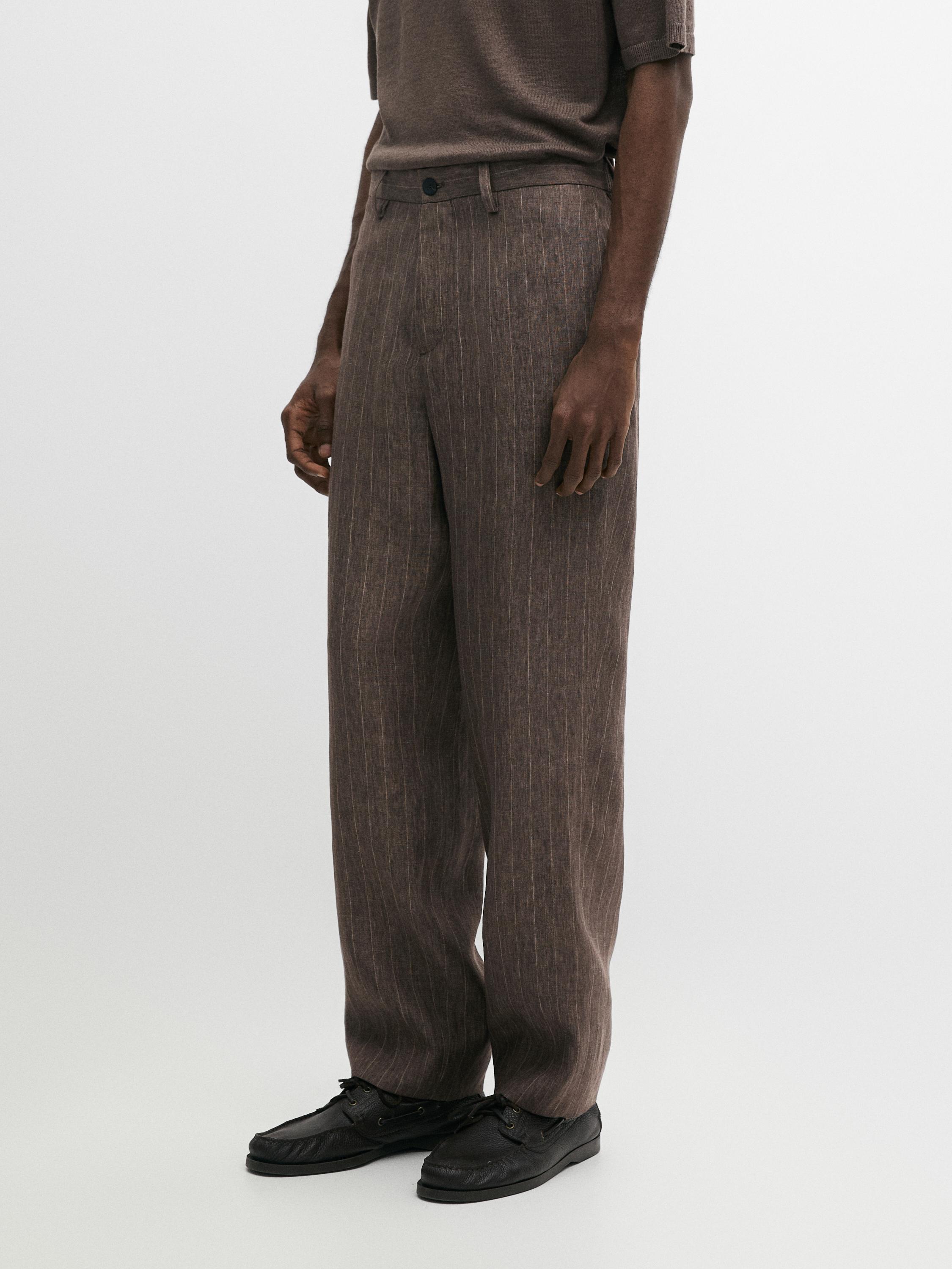 Pantalón rayas lino