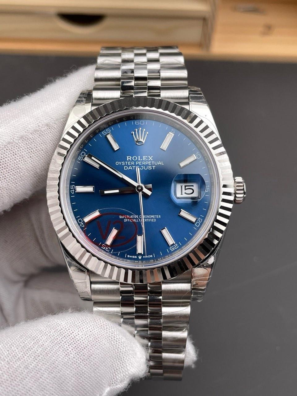 【SUPER CLONE】12A Rolex  Datejust 41mm 126334 Blue Index Oyster Stainless Steel Men’s Watch